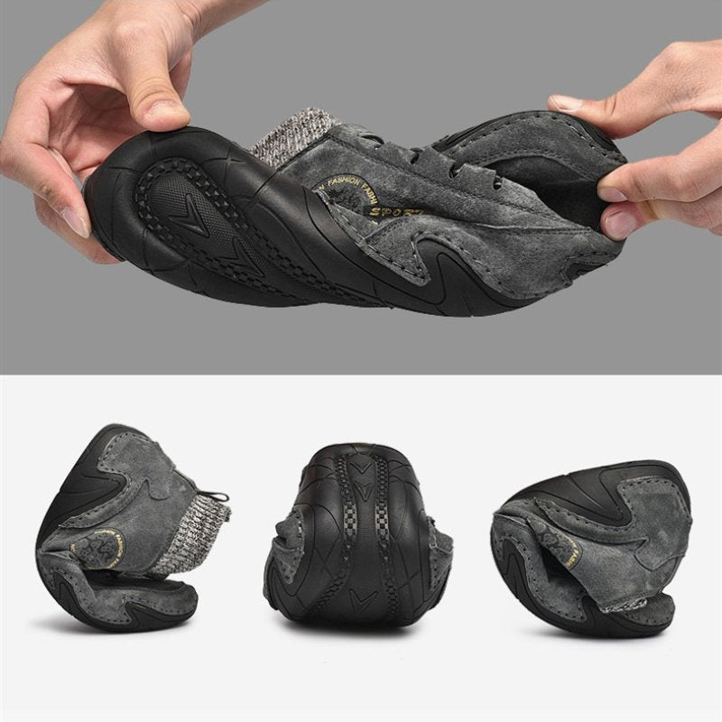 Plush Ankle Boots For Men Woolen Collar Orthopedic Shoes