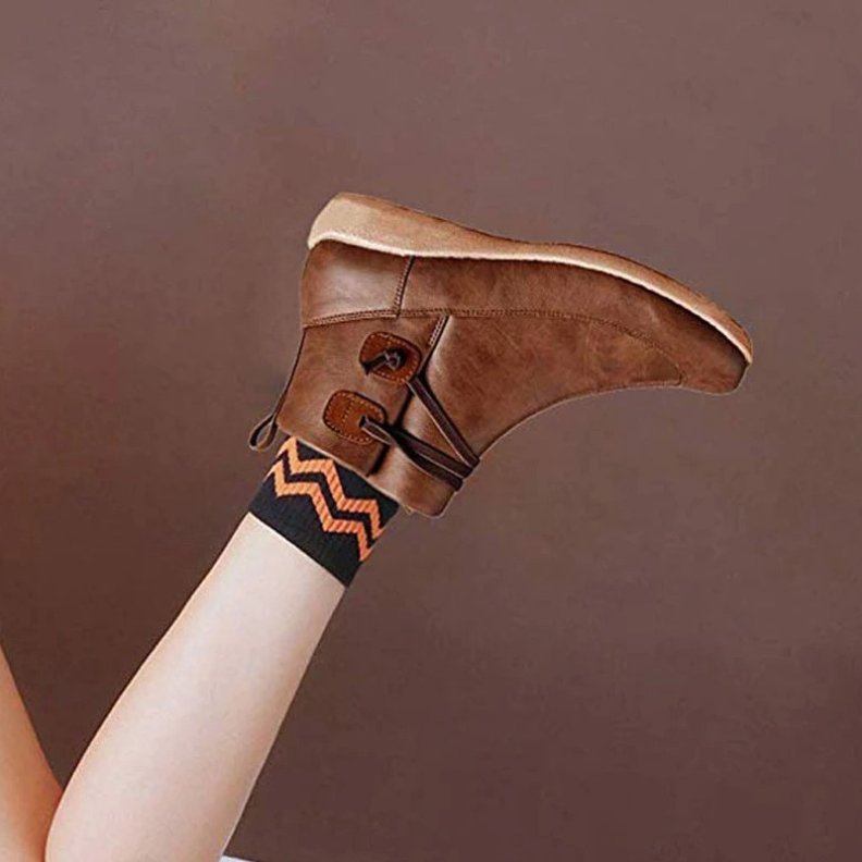 Women Snow Ankle Boots Waterproof Leather Orthopedic Shoes