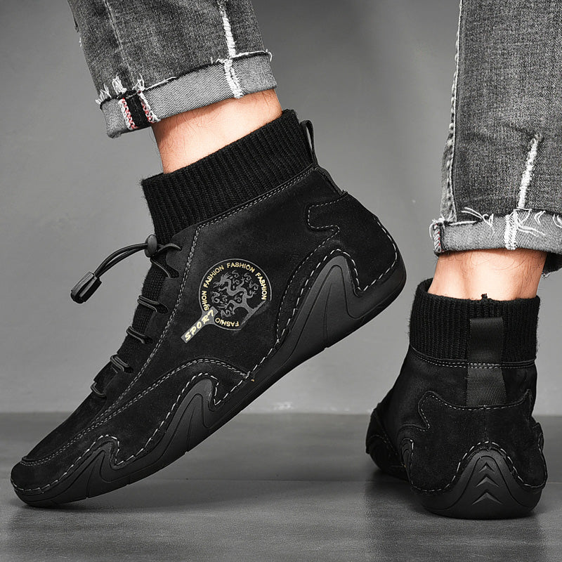 Plush Ankle Boots For Men Woolen Collar Orthopedic Shoes