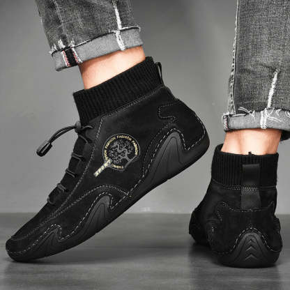 Plush Ankle Boots For Men Woolen Collar Orthopedic Shoes