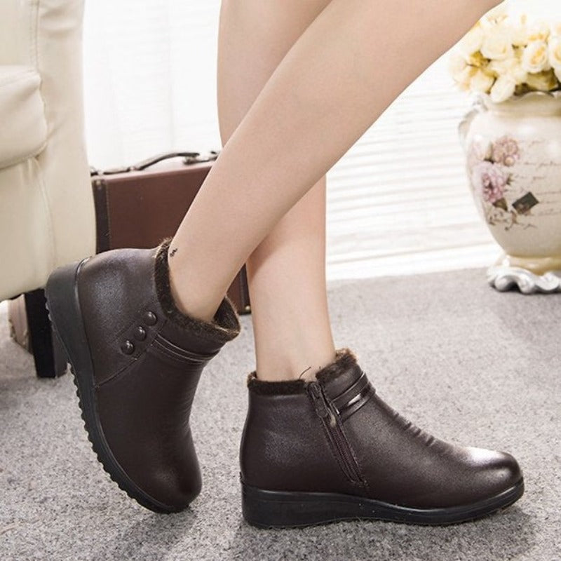 Orthopedic Snow Boots Women Leather Ankle Shoes