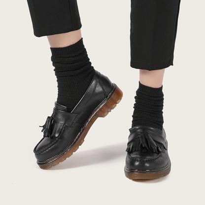 Waxing leather Penny Loafers with Tassels Handmade Working Shoes