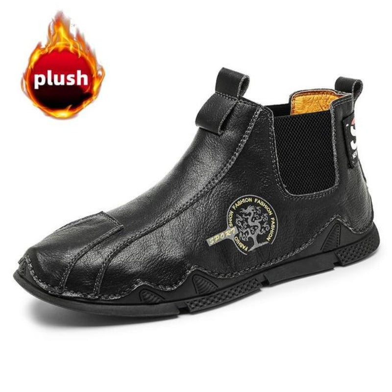 Men Plush Ankle Boots Premium Leather Casual Orthopedic Shoes