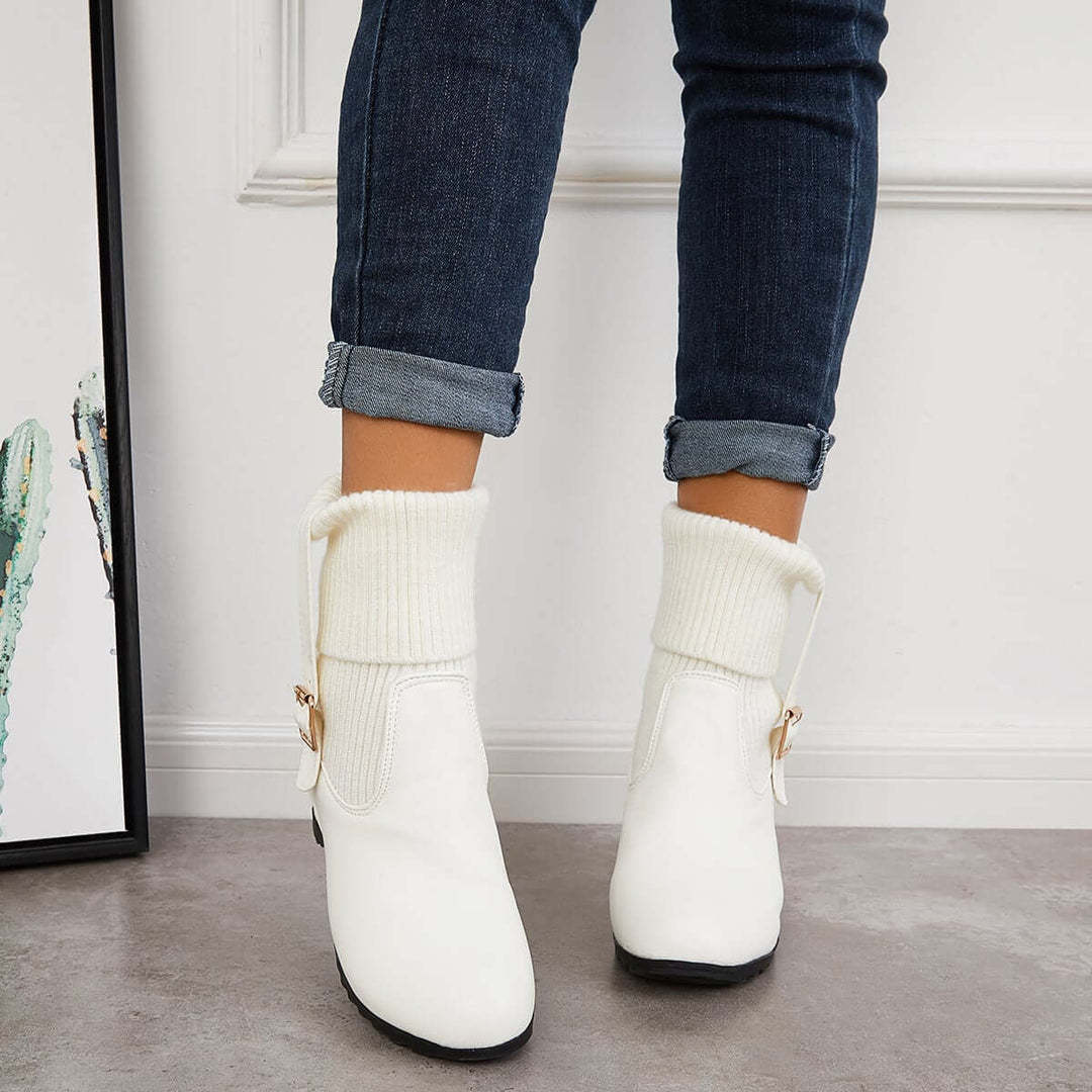 Non Slip Hidden Wedge Sock Boots Pull on Ankle Bootie