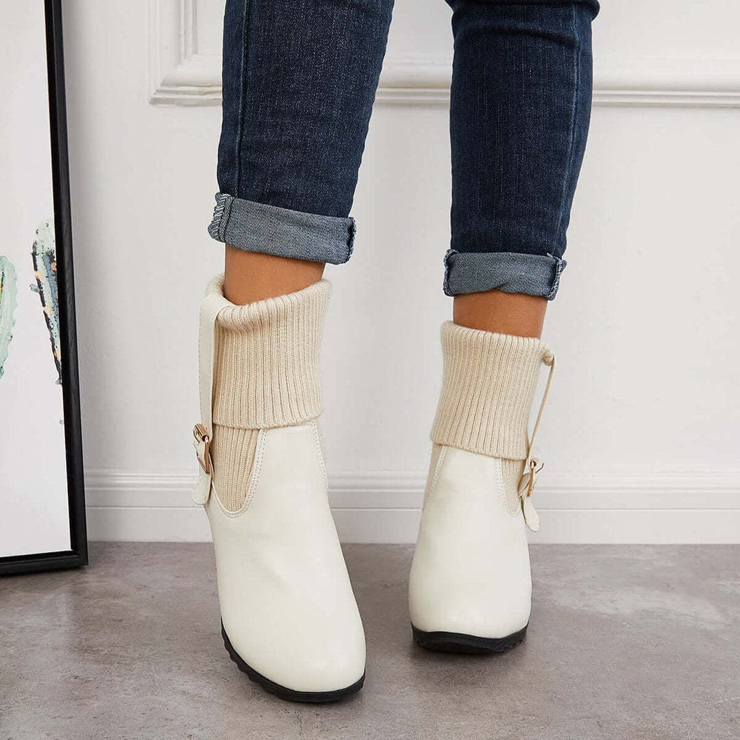 Non Slip Hidden Wedge Sock Boots Pull on Ankle Bootie