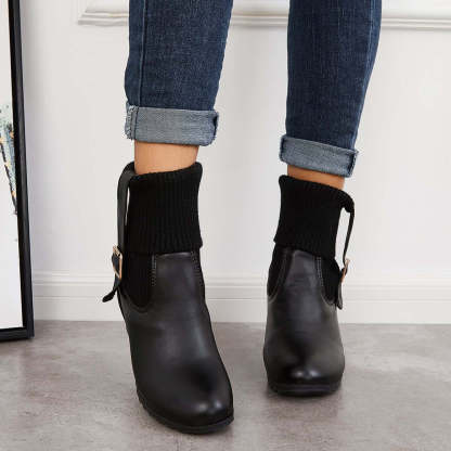Non Slip Hidden Wedge Sock Boots Pull on Ankle Bootie