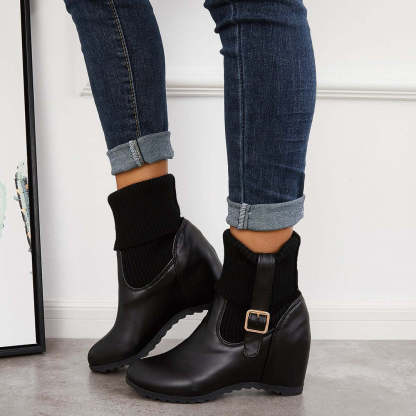 Non Slip Hidden Wedge Sock Boots Pull on Ankle Bootie