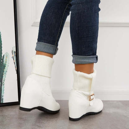 Non Slip Hidden Wedge Sock Boots Pull on Ankle Bootie