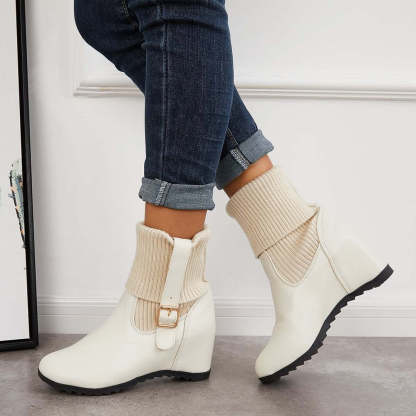 Non Slip Hidden Wedge Sock Boots Pull on Ankle Bootie