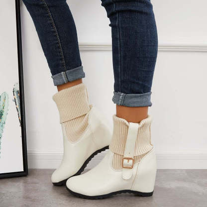 Non Slip Hidden Wedge Sock Boots Pull on Ankle Bootie