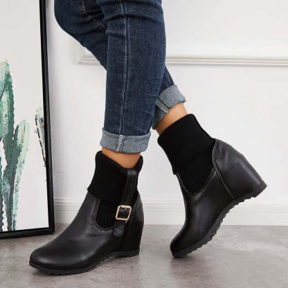 Non Slip Hidden Wedge Sock Boots Pull on Ankle Bootie