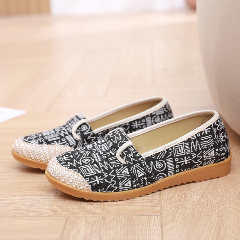 Owlkay Spring New Women's Shoes Soft Sole Non-slip Canvas Shoes Women's Shoes Beef Tendon Sole Mother's Shoes