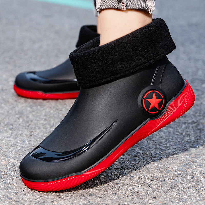 Fashionable Adult Short Rain Boots, Waterproof Unisex Ankle Shoes, Anti-Slip Durable Rubber Footwear, Stylish Kitchen Water Boots For Men And Women
