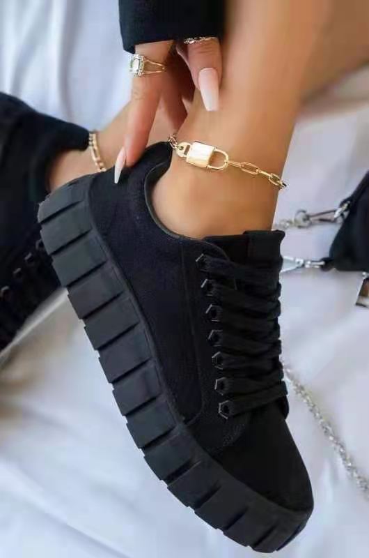 Camouflage Print Platform Lace-up Canvas Sneakers