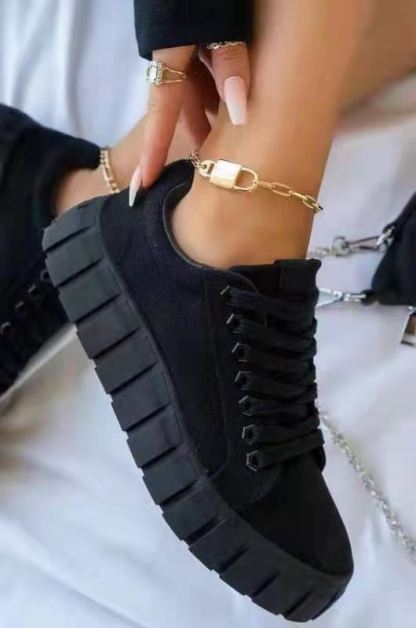 Camouflage Print Platform Lace-up Canvas Sneakers