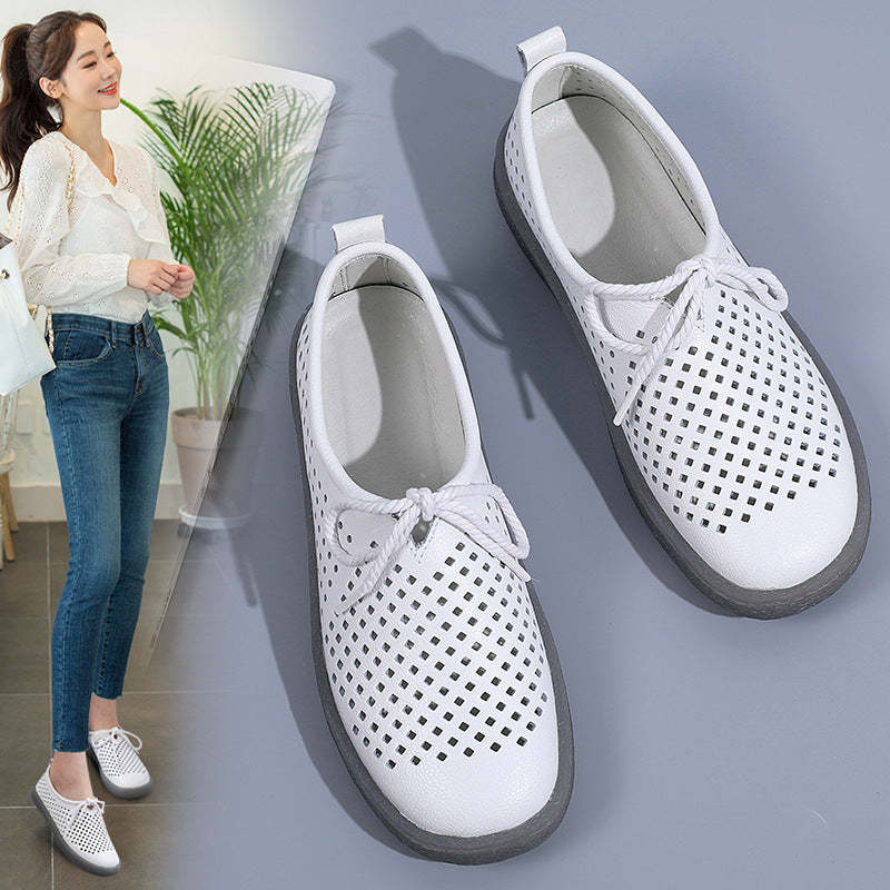 Owlkay Breathable Soft Flat Soles Lace Up Shoe
