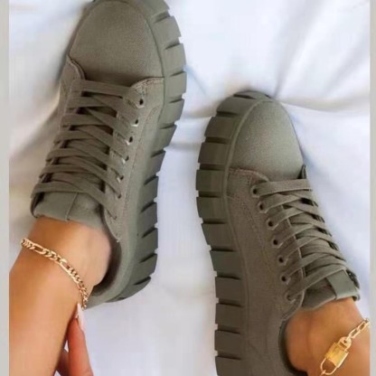 Camouflage Print Platform Lace-up Canvas Sneakers