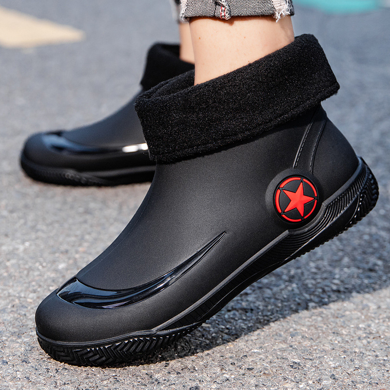 Fashionable Adult Short Rain Boots, Waterproof Unisex Ankle Shoes, Anti-Slip Durable Rubber Footwear, Stylish Kitchen Water Boots For Men And Women