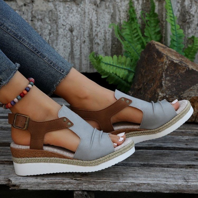 Women's Thick-Soled Buckle Wedge Sandals