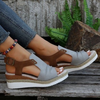 Women's Thick-Soled Buckle Wedge Sandals