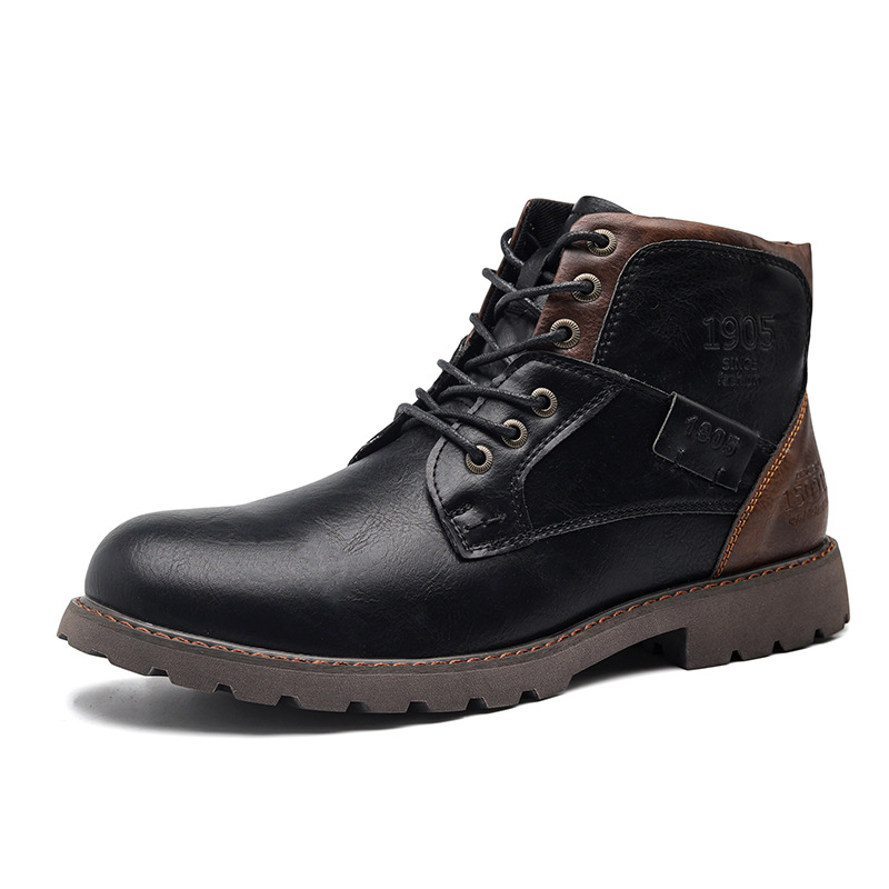 Men's Zippered Leather Boots