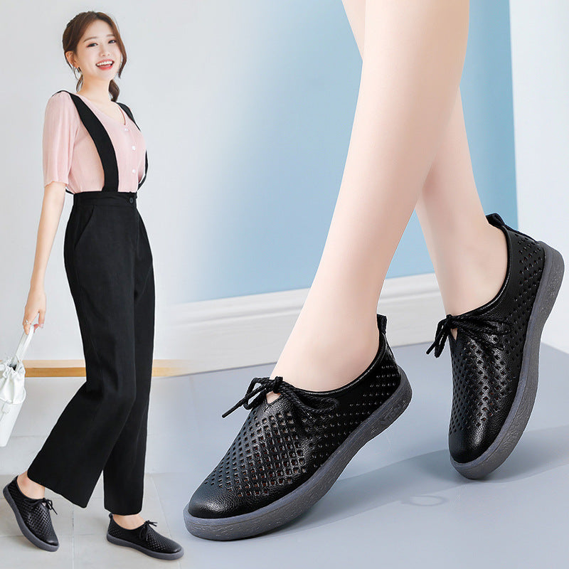 Owlkay Breathable Soft Flat Soles Lace Up Shoe