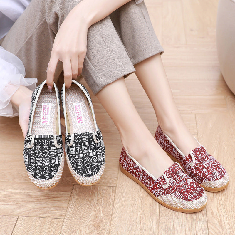 Owlkay Spring New Women's Shoes Soft Sole Non-slip Canvas Shoes Women's Shoes Beef Tendon Sole Mother's Shoes