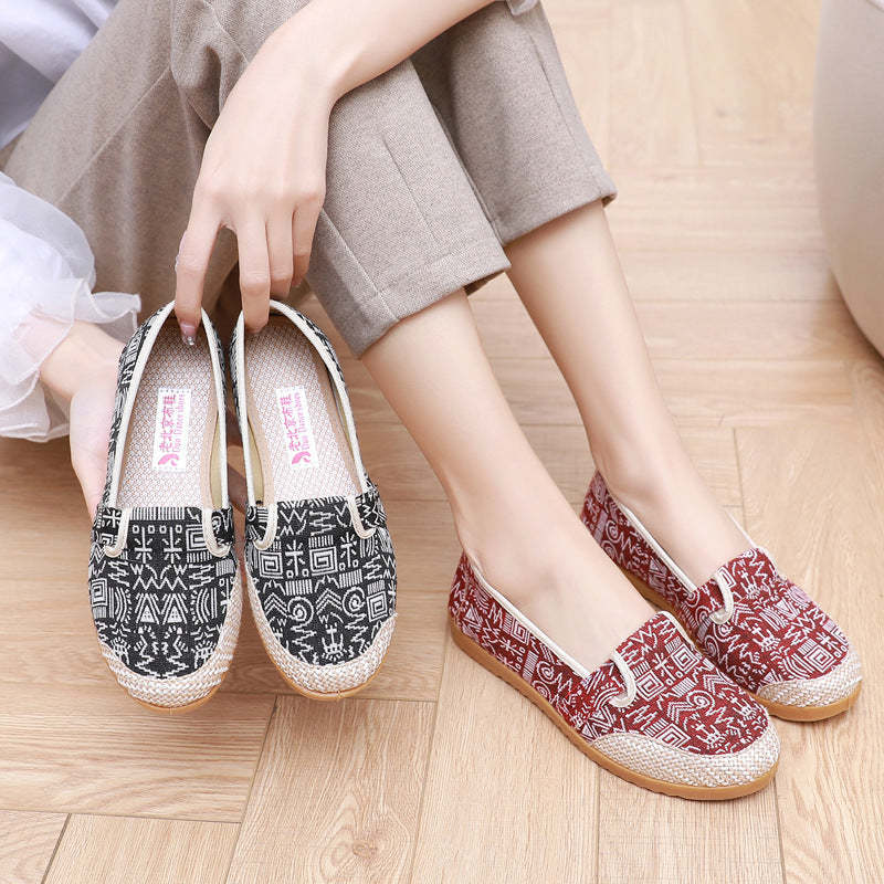 Owlkay Spring New Women's Shoes Soft Sole Non-slip Canvas Shoes Women's Shoes Beef Tendon Sole Mother's Shoes