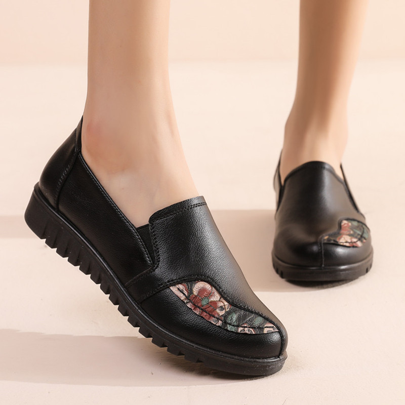 Leather Flats Wide Fit Shoes