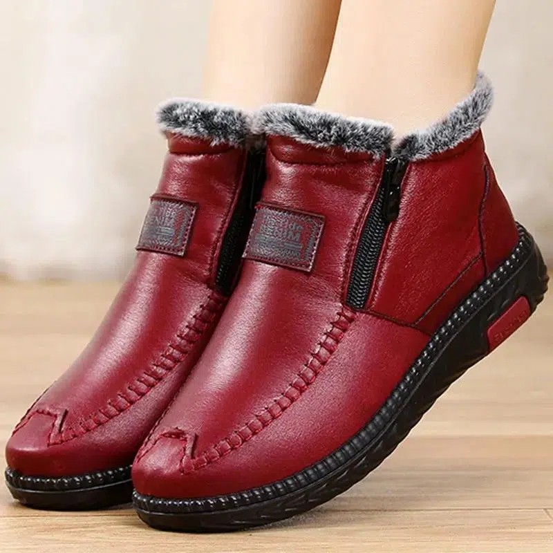 Women's Waterproof Non-slip Cotton Leather Boots