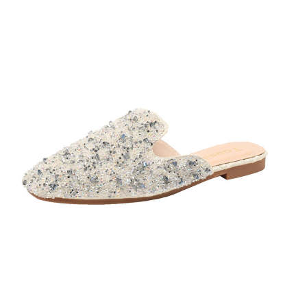 Belifi Rhinestone Flat Sandals