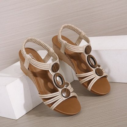 Arch Support Sandals Women Woody Design Rhinestones Open Toe Wedge Summer Beach Trendy