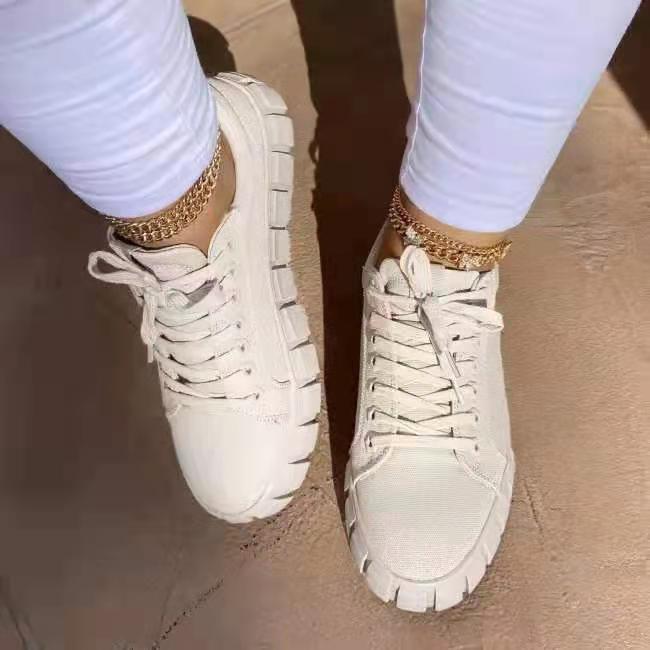 Camouflage Print Platform Lace-up Canvas Sneakers