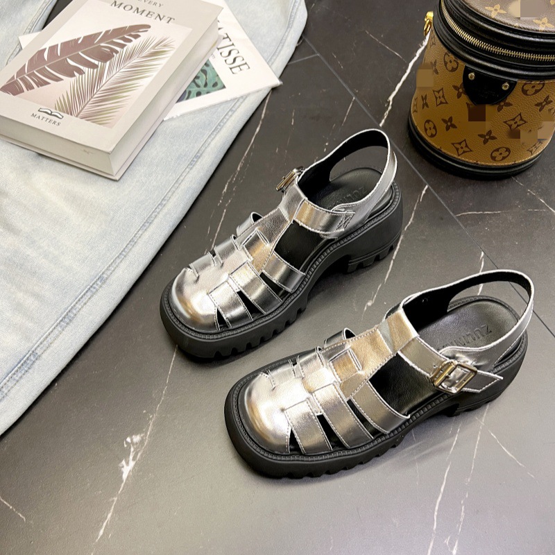 Closed Toe Slingback Mary Jane Shoes Chunky Heel T-Strap Sandals