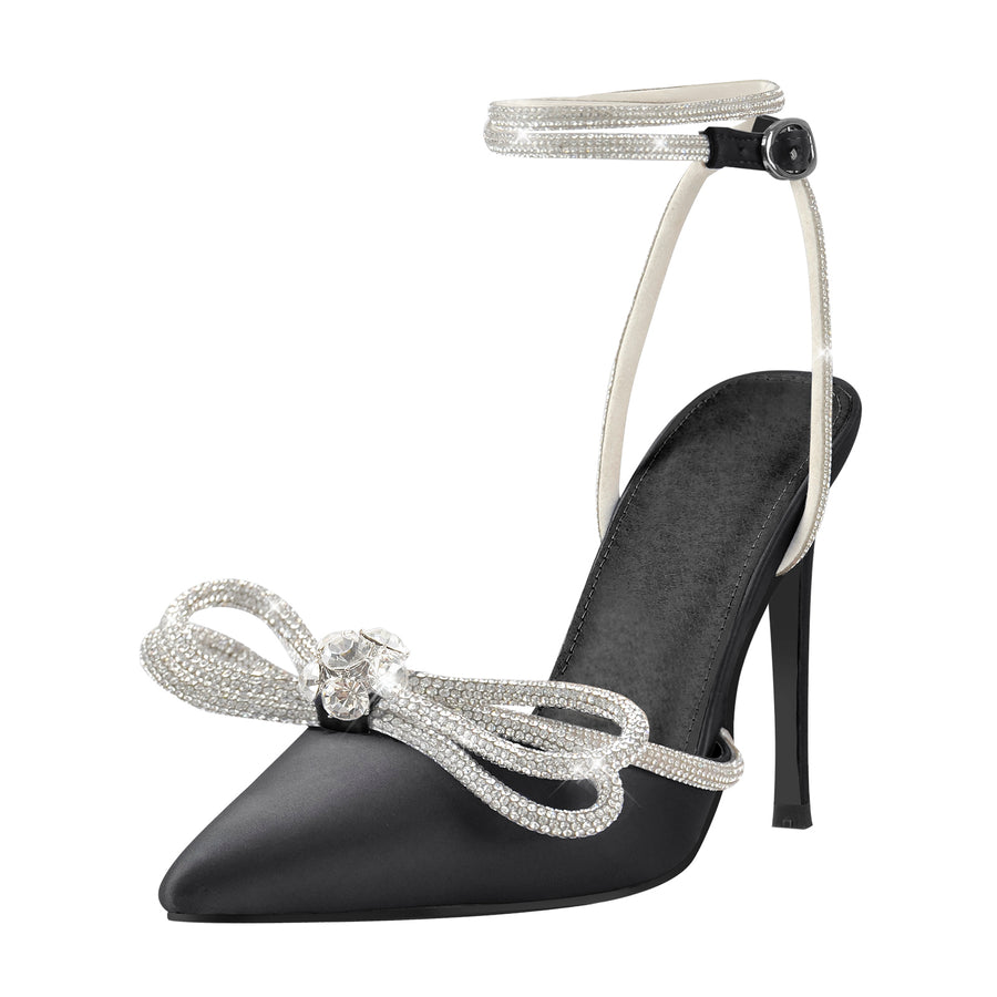 Rhinestone Bow High Heels Sandals