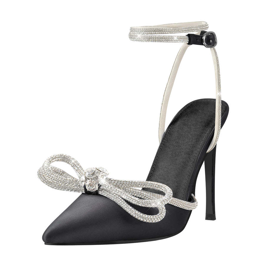 Rhinestone Bow High Heels Sandals