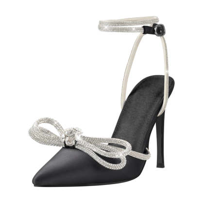 Rhinestone Bow High Heels Sandals