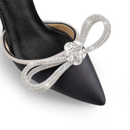 Rhinestone Bow High Heels Sandals