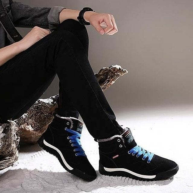 Men Warm Orthopedic Shoes Round Toe Ankle Snow Boots