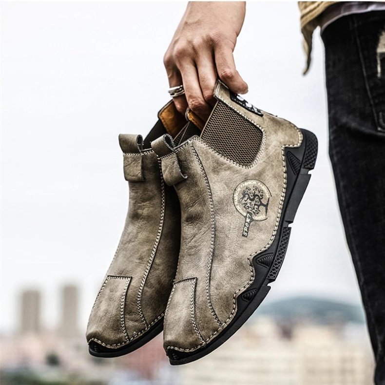 Men Plush Ankle Boots Premium Leather Casual Orthopedic Shoes