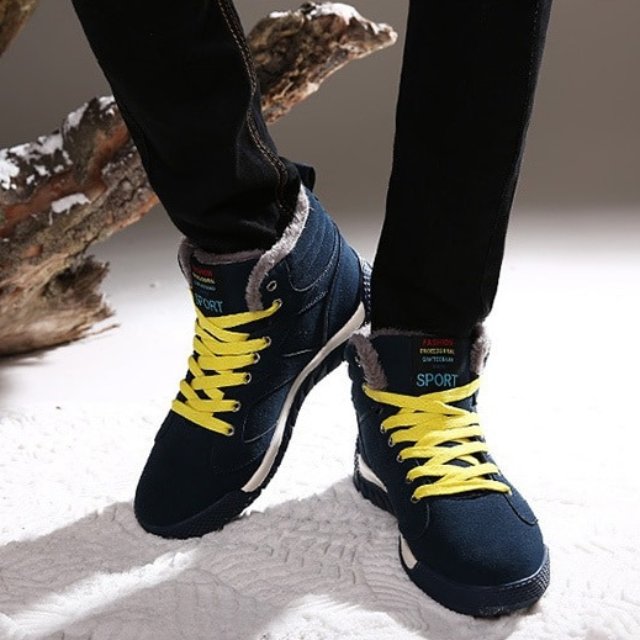 Men Warm Orthopedic Shoes Round Toe Ankle Snow Boots
