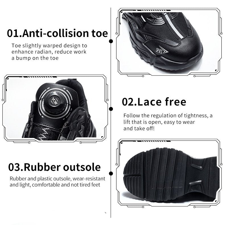 Plus Size Orthopedic Sports Sneakers Steel Toe Rotary Button Stylish