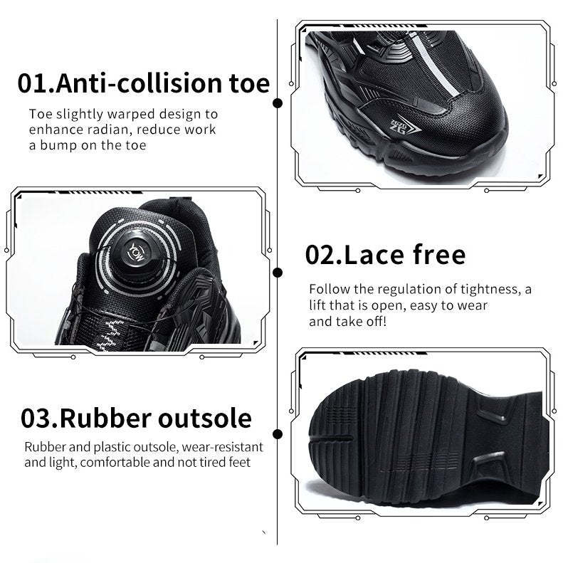 Plus Size Orthopedic Sports Sneakers Steel Toe Rotary Button Stylish