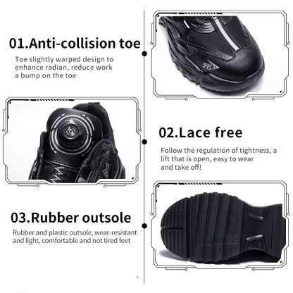 Plus Size Orthopedic Sports Sneakers Steel Toe Rotary Button Stylish