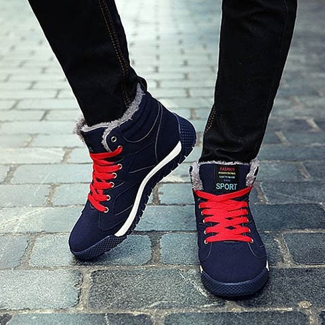 Men Warm Orthopedic Shoes Round Toe Ankle Snow Boots