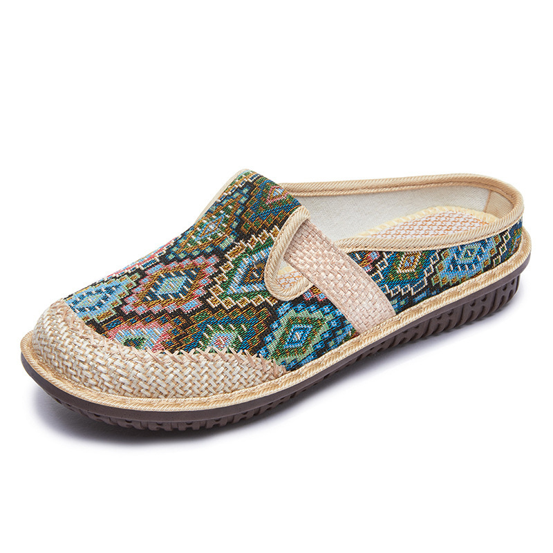 Women's New Breathable Linen Fisherman Shoes Women's Shoes Baotou Half Slippers