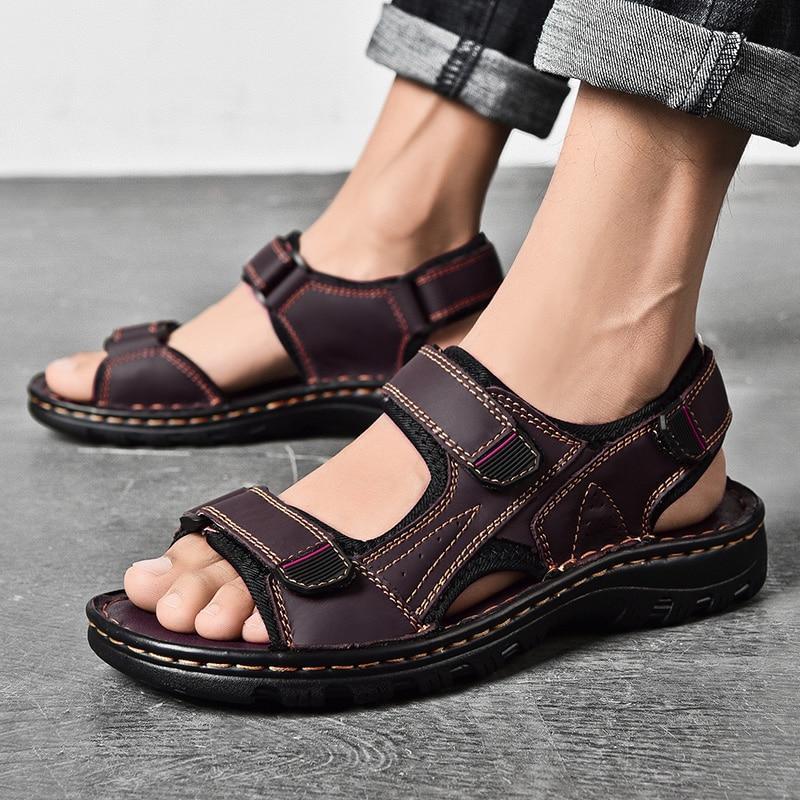 Men's Sandals Outdoor Genuine Leather Breathable Men's Sandals Leather Handmade