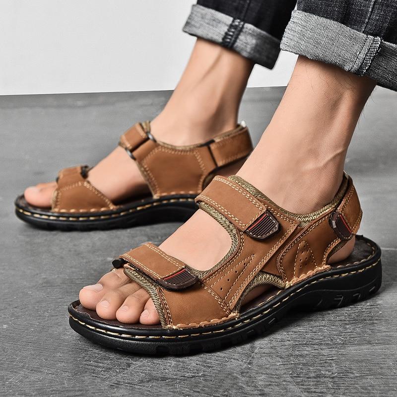 Men's Sandals Outdoor Genuine Leather Breathable Men's Sandals Leather Handmade