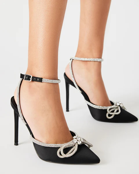 Rhinestone Bow High Heels Sandals