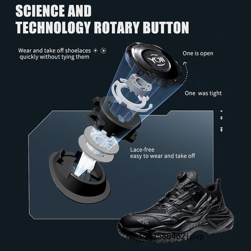 Plus Size Orthopedic Sports Sneakers Steel Toe Rotary Button Stylish